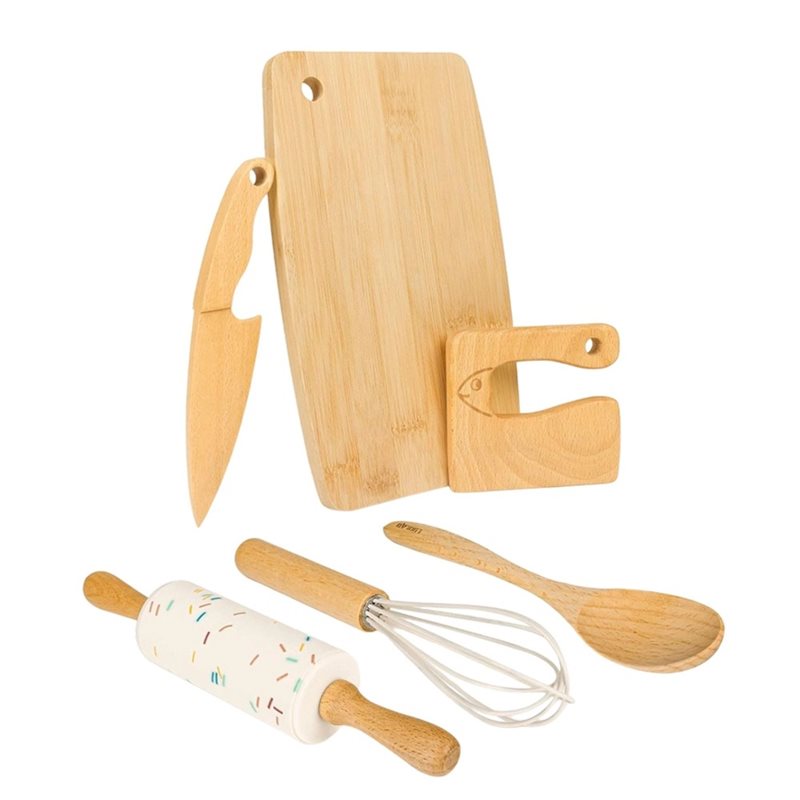 SHGO-Wooden Kids Knife And Tod - Kitchen Kids Baking Set ulasan dan harga