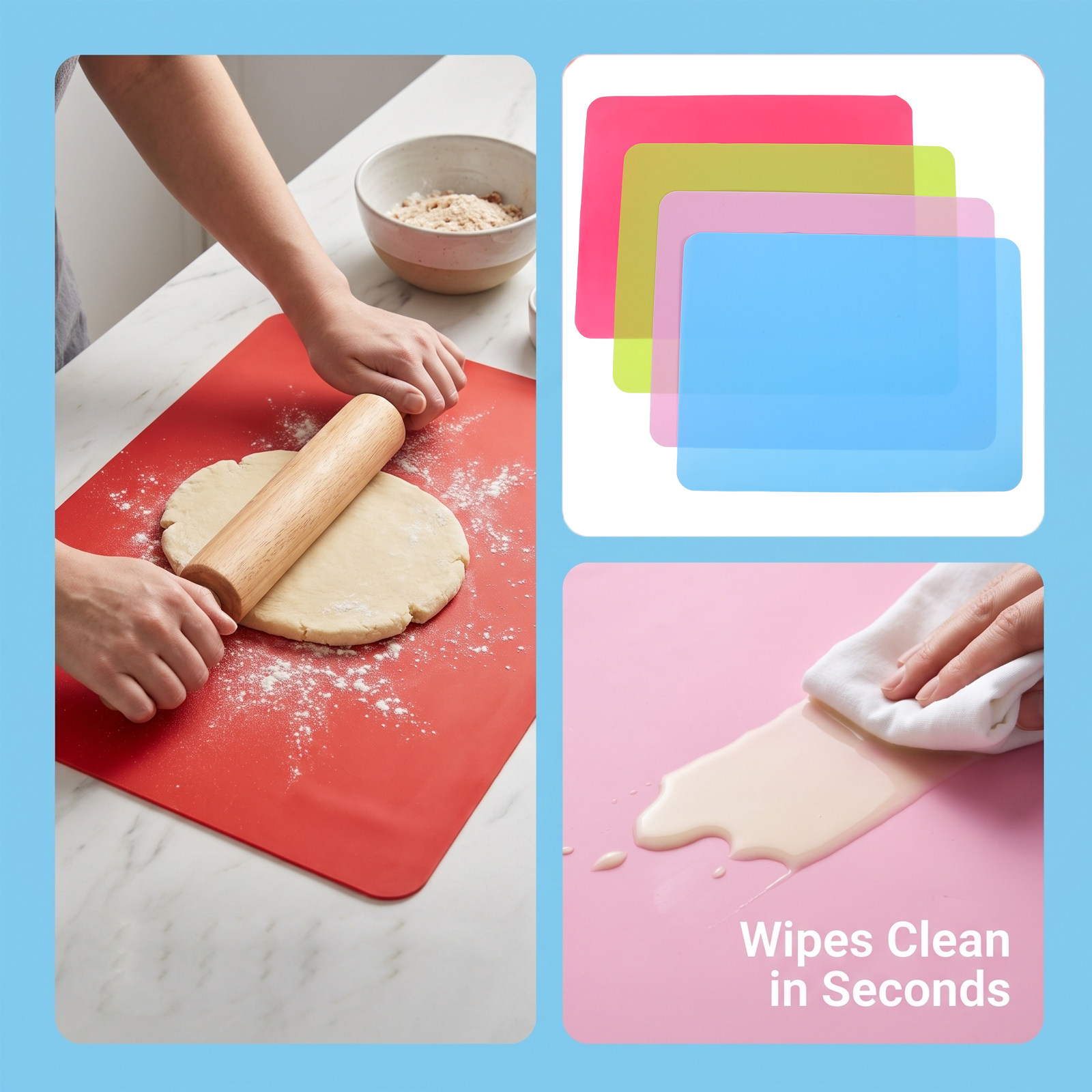 4 pcs Pastry Dough Rolling Bak - Kitchen Roller Baking ulasan dan harga